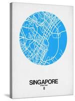 Singapore Street Map Blue-NaxArt-Stretched Canvas