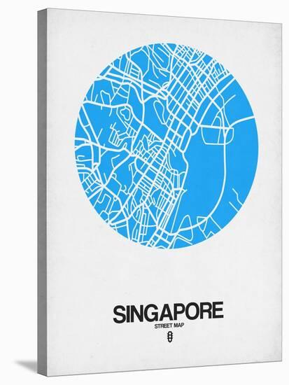 Singapore Street Map Blue-NaxArt-Stretched Canvas