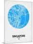 Singapore Street Map Blue-NaxArt-Mounted Art Print