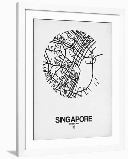 Singapore Street Map Blue-NaxArt-Framed Art Print