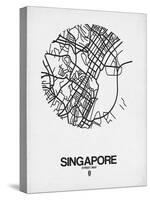 Singapore Street Map Blue-NaxArt-Stretched Canvas