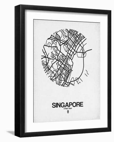 Singapore Street Map Blue-NaxArt-Framed Art Print