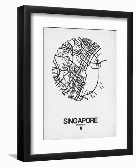 Singapore Street Map Blue-NaxArt-Framed Art Print