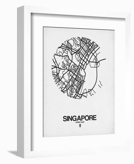 Singapore Street Map Blue-NaxArt-Framed Art Print