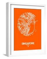 Singapore Street Map Orange-NaxArt-Framed Art Print