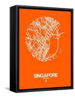 Singapore Street Map Orange-NaxArt-Framed Stretched Canvas