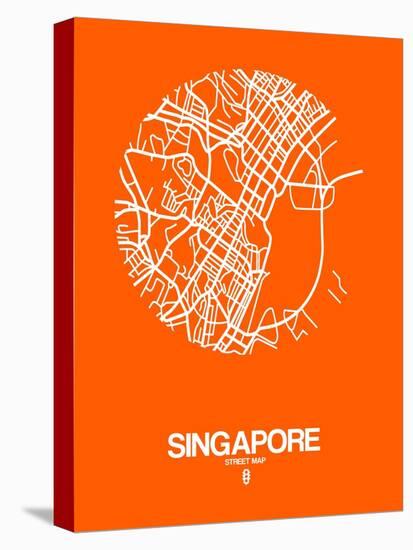 Singapore Street Map Orange-NaxArt-Stretched Canvas
