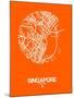 Singapore Street Map Orange-NaxArt-Mounted Art Print