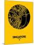 Singapore Street Map Yellow-NaxArt-Mounted Art Print