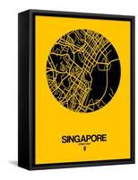 Singapore Street Map Yellow-NaxArt-Framed Stretched Canvas