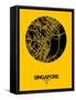 Singapore Street Map Yellow-NaxArt-Framed Stretched Canvas