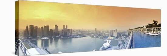 Singapore, Swimmingpool and Singapore Skyline on the 57th Floor of Marina Bay Sands Resort-Michele Falzone-Stretched Canvas