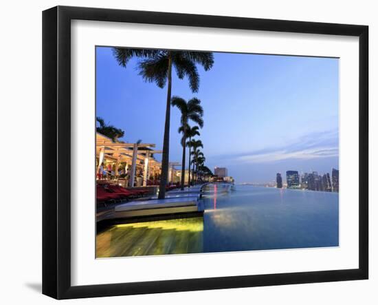 Singapore, Swimmingpool and Singapore Skyline on the 57th Floor of Marina Bay Sands Resort-Michele Falzone-Framed Photographic Print