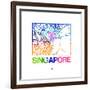 Singapore Watercolor Street Map-NaxArt-Framed Premium Giclee Print