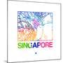 Singapore Watercolor Street Map-NaxArt-Mounted Premium Giclee Print