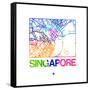 Singapore Watercolor Street Map-NaxArt-Framed Stretched Canvas