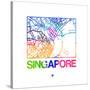Singapore Watercolor Street Map-NaxArt-Stretched Canvas