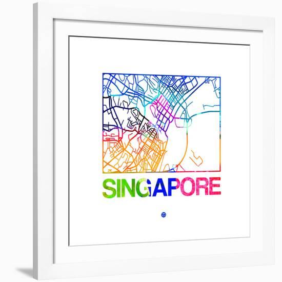 Singapore Watercolor Street Map-NaxArt-Framed Art Print