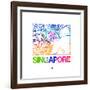 Singapore Watercolor Street Map-NaxArt-Framed Art Print