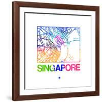 Singapore Watercolor Street Map-NaxArt-Framed Art Print