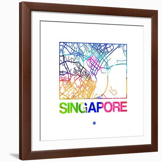 Singapore Watercolor Street Map-NaxArt-Framed Art Print