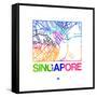 Singapore Watercolor Street Map-NaxArt-Framed Stretched Canvas