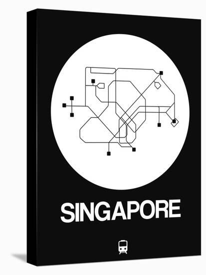 Singapore White Subway Map-NaxArt-Stretched Canvas