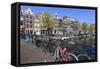 Singel Canal, Amsterdam, Netherlands, Europe-Amanda Hall-Framed Stretched Canvas