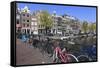 Singel Canal, Amsterdam, Netherlands, Europe-Amanda Hall-Framed Stretched Canvas