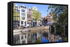 Singel Canal, Amsterdam, Netherlands, Europe-Amanda Hall-Framed Stretched Canvas