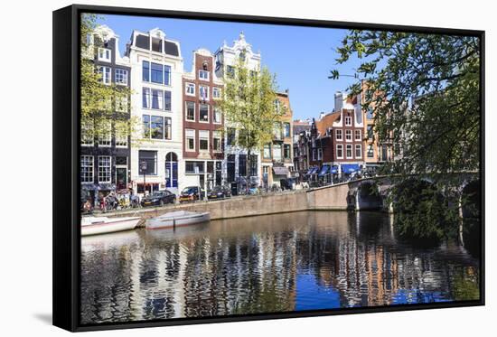 Singel Canal, Amsterdam, Netherlands, Europe-Amanda Hall-Framed Stretched Canvas