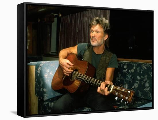 Singer/Actor Kris Kristofferson Playing the Guitar-null-Framed Stretched Canvas