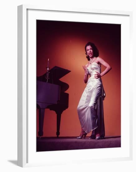 Singer Actress Dorothy Dandridge Posing by a Piano-null-Framed Premium Photographic Print