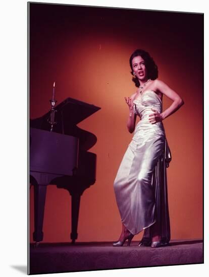 Singer Actress Dorothy Dandridge Posing by a Piano-null-Mounted Premium Photographic Print