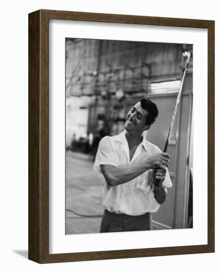 Singer and Actor Dean Martin with Golf Club on Movie Set for Mgm's 'Some Came Running', 1958-Allan Grant-Framed Photographic Print