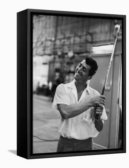 Singer and Actor Dean Martin with Golf Club on Movie Set for Mgm's 'Some Came Running', 1958-Allan Grant-Framed Stretched Canvas