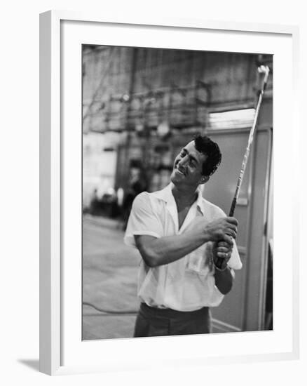 Singer and Actor Dean Martin with Golf Club on Movie Set for Mgm's 'Some Came Running', 1958-Allan Grant-Framed Premium Photographic Print