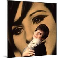 Singer and Actress Barbra Streisand Holding Small Dog in Her Arms-Bill Eppridge-Mounted Premium Photographic Print