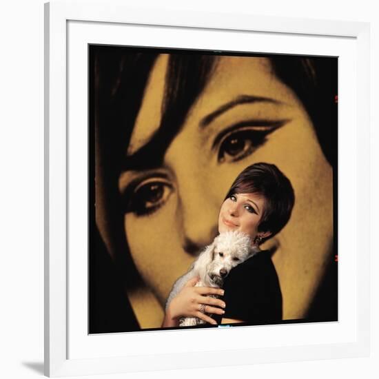 Singer and Actress Barbra Streisand Holding Small Dog in Her Arms-Bill Eppridge-Framed Photographic Print