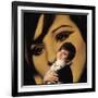 Singer and Actress Barbra Streisand Holding Small Dog in Her Arms-Bill Eppridge-Framed Photographic Print