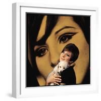 Singer and Actress Barbra Streisand Holding Small Dog in Her Arms-Bill Eppridge-Framed Photographic Print