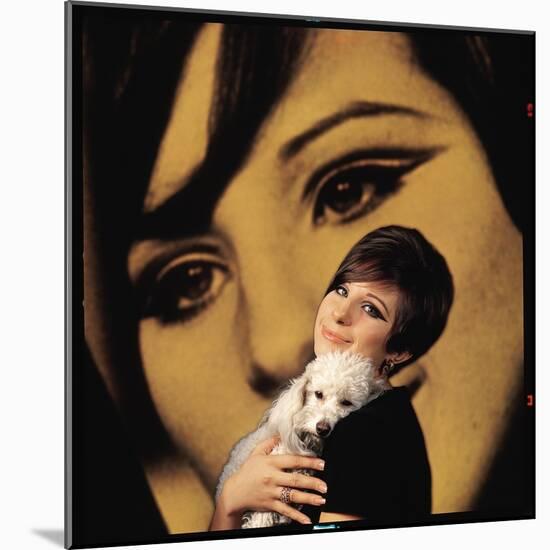 Singer and Actress Barbra Streisand Holding Small Dog in Her Arms-Bill Eppridge-Mounted Photographic Print