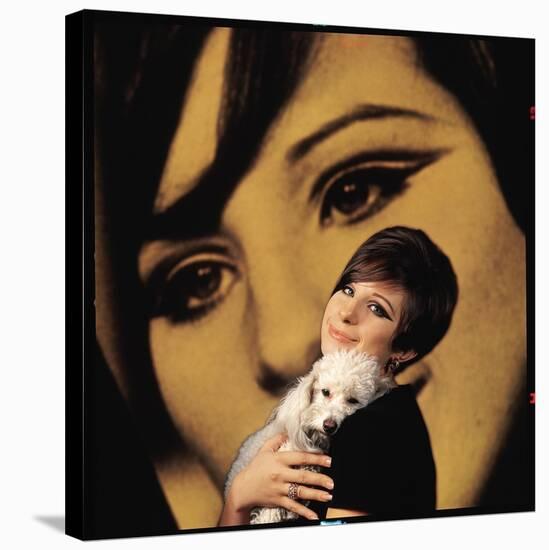 Singer and Actress Barbra Streisand Holding Small Dog in Her Arms-Bill Eppridge-Stretched Canvas