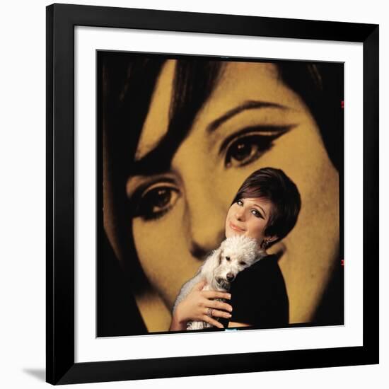 Singer and Actress Barbra Streisand Holding Small Dog in Her Arms-Bill Eppridge-Framed Photographic Print