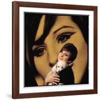 Singer and Actress Barbra Streisand Holding Small Dog in Her Arms-Bill Eppridge-Framed Photographic Print