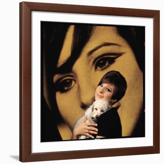 Singer and Actress Barbra Streisand Holding Small Dog in Her Arms-Bill Eppridge-Framed Photographic Print