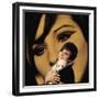 Singer and Actress Barbra Streisand Holding Small Dog in Her Arms-Bill Eppridge-Framed Photographic Print