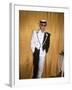 Singer and Songwriter Elton John in Black and White Tuxedo, Wearing Sunglasses-David Mcgough-Framed Premium Photographic Print