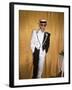 Singer and Songwriter Elton John in Black and White Tuxedo, Wearing Sunglasses-David Mcgough-Framed Premium Photographic Print