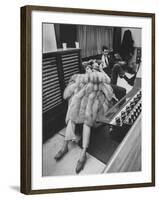 Singer Barbra Streisand in Silver Fox Fur Coat, Listening Intently to Playback of Her Recordings-Bill Eppridge-Framed Premium Photographic Print